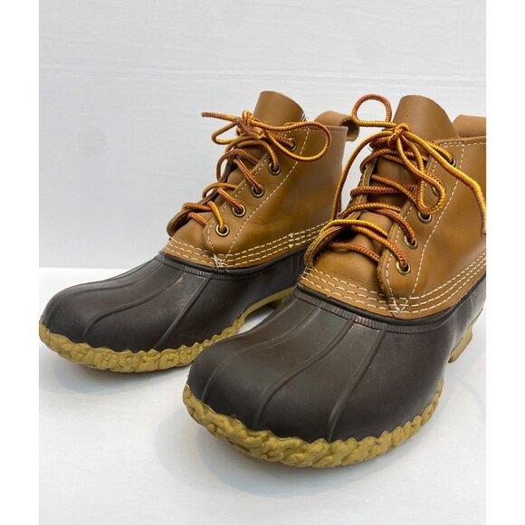L.L. Bean 6" Duck Leather Rubber Boot Bean Boot Brown Tan Women's Size 7M - Picture 4 of 11